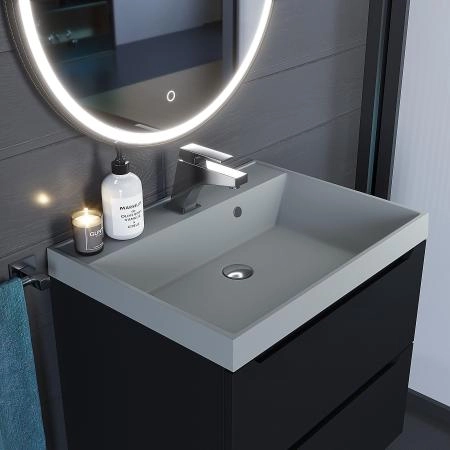 Раковина кварцевая Uperwood Classic Quartz 60 см, серая матовая, платина