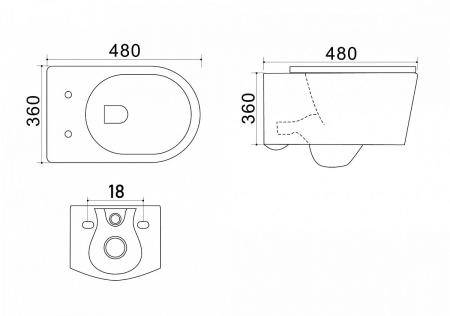 Унитазы Azario Унитаз подвесной Azario Nova 360х480х360 безободковый, с ультратонким сиденьем микролифт (AZ-2217)