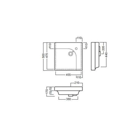 Раковина Hatria G.Angolo YXFB 50x50 накладная левая