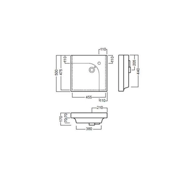 Раковина Hatria G.Angolo YXFB 50x50 накладная левая