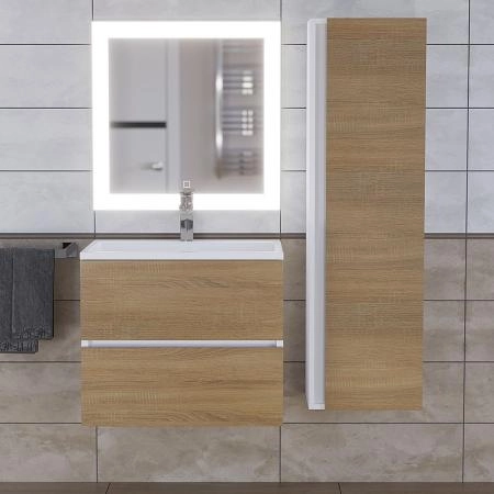 Тумба под раковину для ванной Uperwood Barsa 60 см, подвесная, белая/дуб сонома