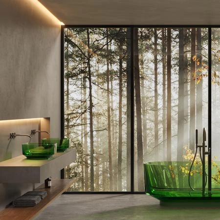 Dea Design Washbasins Раковина 56х36х15см., накладная, без отв., Glasstech, прозрачная смола, цвет: Emerald R3