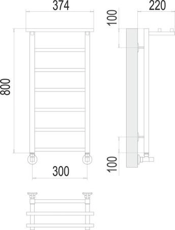 Полотенцесушитель Terminus Контур с/п П7 300х800 водяной