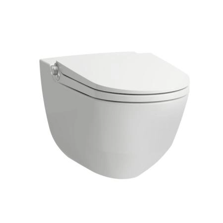 Laufen Cleanet Riva Унитаз-биде подвесной 600х395х405 мм, безободковый у с пультом д/у, с сиденьем, c покрытием LCC , цвет белый матов/хром