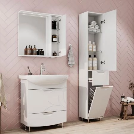 Зеркало-шкаф Volna Adel 70 правый белый глянец