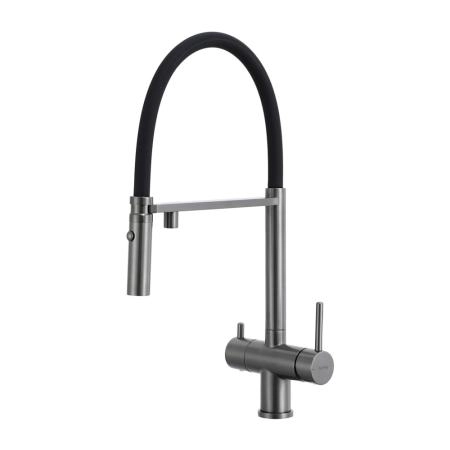 Смеситель GAPPO G4397-89 для кухни с гибким изливом и подключением фильтра, оружейная сталь