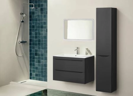 Тумба подвесная Style Line Бергамо мини 80 (2 ящ.) Люкс антискрейтч черный, PLUS