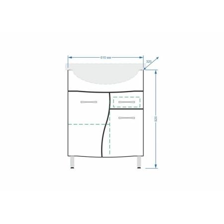 Тумба под умывальник Stella Polar Волна 65, 1 ящ., Байкал 65