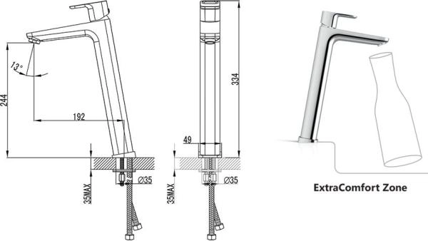 Смеситель для умывальника Ravak 10° Free TD 015.00 X070091