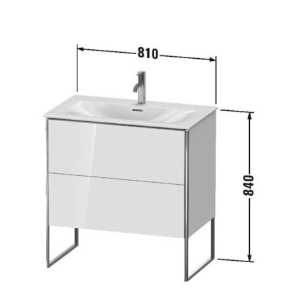 Duravit XSquare База напольная 81x47.8x84см с раковиной, 2 яшика, цвет: глянцевый белый