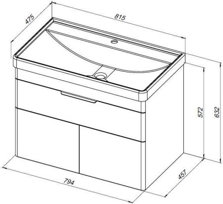Тумба под раковину Aquanet Ирис new 815 белый глянец (1 ящик, 2 дверцы)