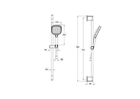 Душевая стойка VitrA Core Square A4591725EXP с ручным душем без смесителя брашированное золото
