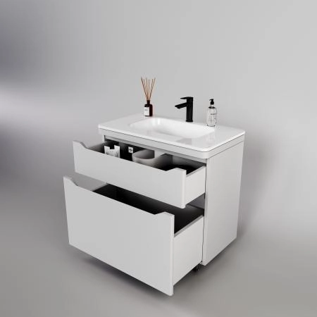 Тумба напольная Style Line Марелла 90 (2 ящ.) Люкс антискрейтч белый матовый, PLUS