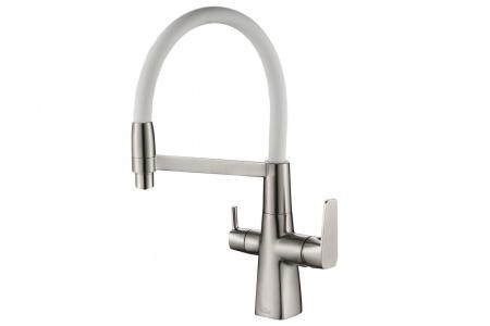 Смеситель для кухни ZORG Steel Hammer (SH 818-8 SATIN) белый | сатин