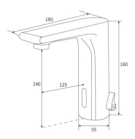 Электронный смеситель beWash Photocell BWAM1BS8039 для раковины черный, 220В/6В