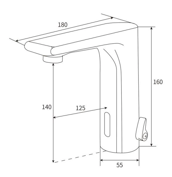 Электронный смеситель beWash Photocell BWAM1BS8039 для раковины черный, 220В/6В