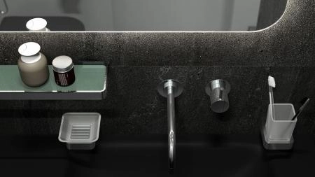 Держатель со стаканом матовое стекло;  ARTWELLE Regen 8321 хром