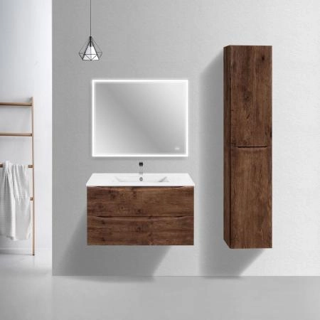 Тумба под раковину Vincea Mia Slim 900 подвесная, 2 выкатных ящика soft close, R.Wood