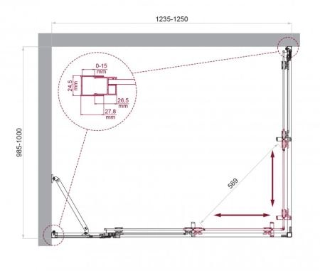 Душевой уголок BelBagno LUCE 145x90 прозрачное стекло 6 мм профиль хром LUCE-AH-21-145/90-C-Cr