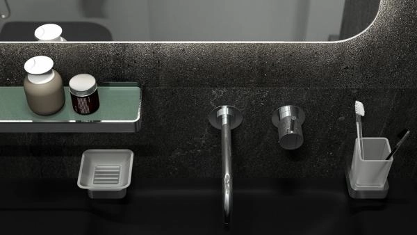 Держатель со стаканом матовое стекло;  ARTWELLE Regen 8321 хром