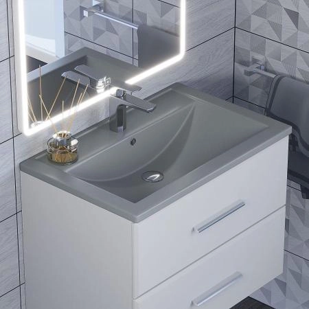 Раковина кварцевая Uperwood Foster Quartz 70 см, серая матовая, бетон