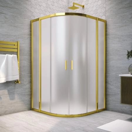 Душевой уголок Vegas-glass ZS TUR NOVO 120 09 10, профиль золото глянцевое, стекло сатин