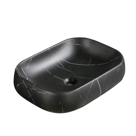 Раковина Cerutti SPA CR0086 MMB1 накладная, мрамор матовый черный, прямоугольная 565х400х145