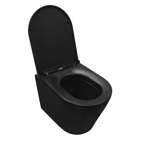 Унитаз подвесной AzarioTeramo 515х355х365 безободковый с сиденьем микролифт, черный матовый (AZ -053E-R-MB)