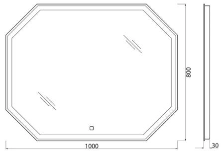 Зеркало Belbagno SPC-OTT-800-800-LED-TCH с свет/сенсор выкл. 800x30x800
