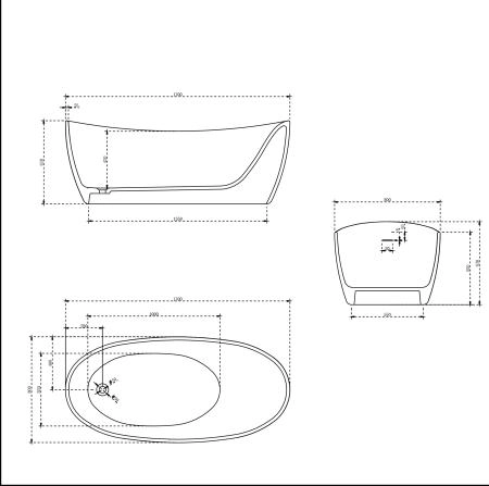 Ванна Vincea VBT-6S03MW 1700х800х630 Solid Surface белый матовый