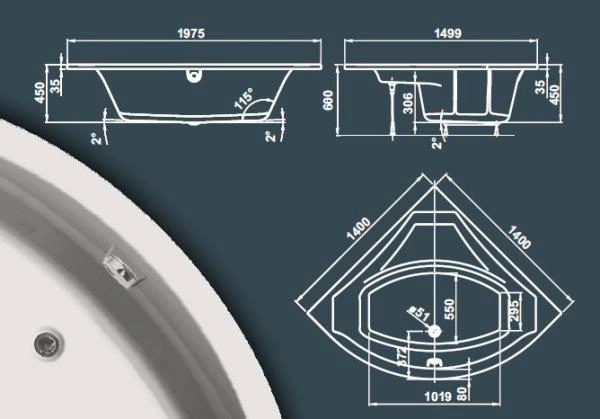 Ванна Vagnerplast Veronella VPBA140VEA3X-04 140x140