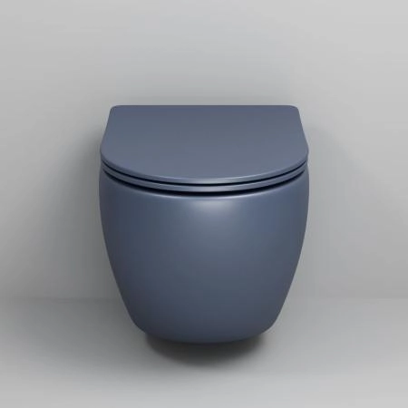 Унитаз Grossman GR-4455BLMS Color (485*360*375) СИНИЙ МАТОВЫЙ подвесной Безободковый с тонкой крышкой
