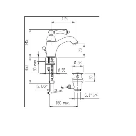 Смеситель CEZARES MARGOT-LSM1-01-Bi для раковины,хром с донным клапаном