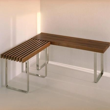 Eﬀegibi Topkapi Скамейка 115x35x44см, цвет:нержавеющая сталь/бирманский тик