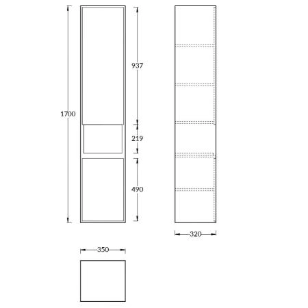 Пенал Kerama Marazzi PLAZA MODERN ПЛАЗА МОДЕРН PLB.M.170\WHT.V подвесной 170, белый глянцевый
