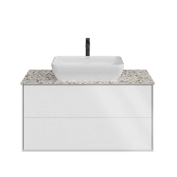 Тумба Plaza Modern/Плаза Модерн подвесная 100, нажимное открывание, 2 ящика, белая матовая