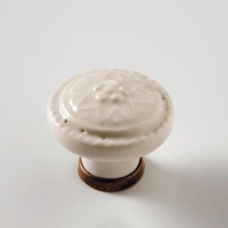 EBAN CERAMICA Avorio, ручка-кнопка для мебели с фактурой, цвет: бежевый-керамика