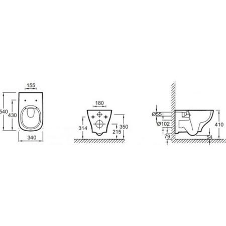 Унитаз Jacob Delafon STRUKTURA EDE102-00 безободковый подвесной /54х34/(белый)