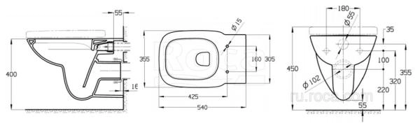 Унитаз (чаша) Roca Debba подвесная rimless 34699L00Y