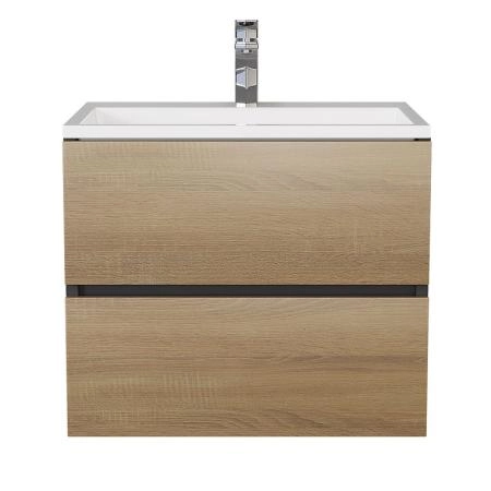 Тумба с раковиной Uperwood Barsa 60 см, раковина белая, подвесная тумба черная/дуб сонома