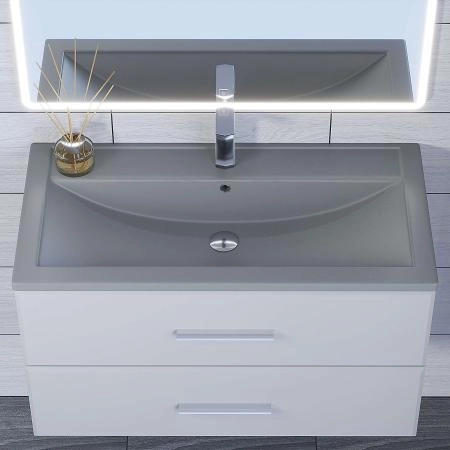 Раковина кварцевая Uperwood Foster Quartz 80 см, серая матовая, бетон