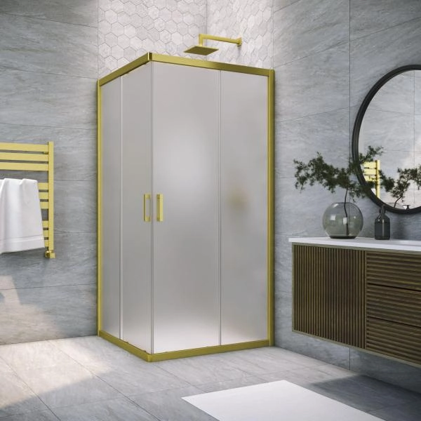 Душевой уголок Vegas-glass ZA NOVO h2000 100 03 10, профиль золото матовое, стекло сатин