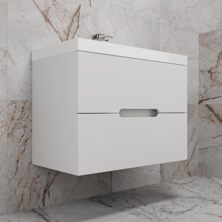 Тумба с раковиной Style Line Матис 80 ЛС-00002446 подвесная под ASTI 80 (2 ящика) Белый матовый ЭМАЛЬ