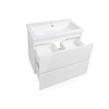 Тумба под раковину Style Line Elfante Даймонд 80 подвесная, Комо 80, Люкс белая, PLUS