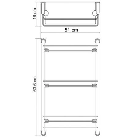 Этажерка настенная WasserKraft K-2033 51 см хром тройная