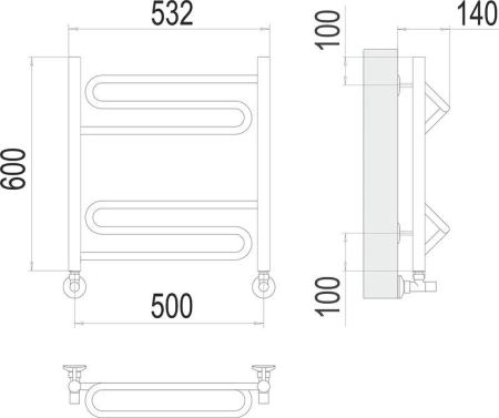 Полотенцесушитель Terminus Юпитер П6 500х600 водяной