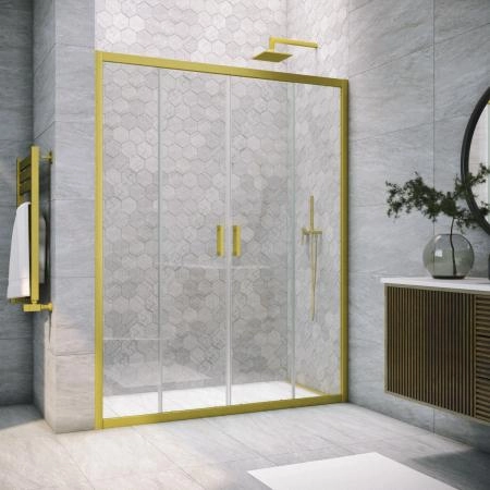 Душевая дверь Vegas-glass Z2P NOVO h2000 175 03 01, профиль золото матовое, стекло прозрачное