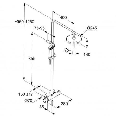 Душевая система KLUDI LOGO DUAL SHOWER SYSTEM 6808239-00 с термостатом черный мат