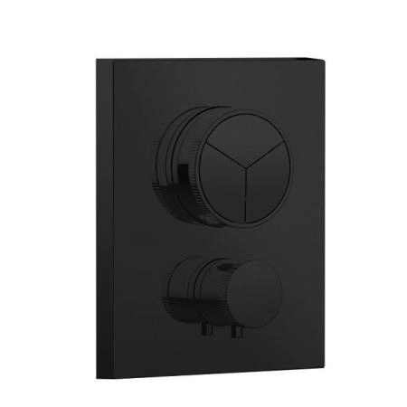 Almar Core Смеситель для душа, встраиваемый, термостатический, с кнопочным управлением для 3-х потребителей, цвет: черный глянцевый PVD