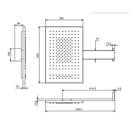 Fantini Acqua Zone Верхний душ, 30х45см., настенный, цвет: Matt Gun Metal PVD